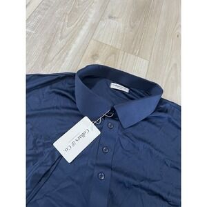 Collars And Co Short Sleeve Collard  Polo  Blue Solid Size 3XL